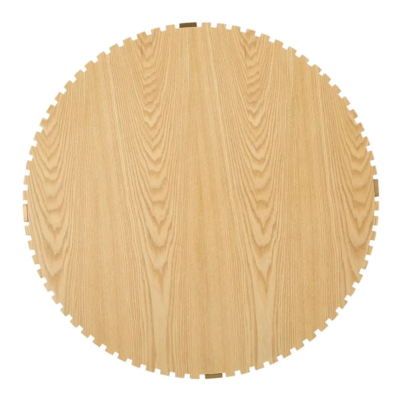 Table basse ronde moderne artisanale en forme de tambour, 80 cm (31,5 pouces), idéale pour le salon. Petite table basse avec piétement robuste.