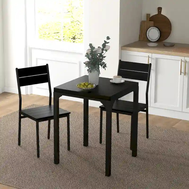Ensemble table et chaises de salle à manger HOMCOM 3 pièces pour 2 personnes, style moderne, idéal pour un coin repas ou un petit espace.
