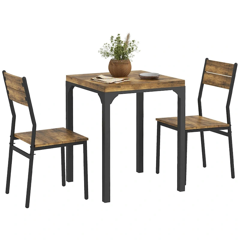 Ensemble table et chaises de salle à manger HOMCOM 3 pièces pour 2 personnes, style moderne, idéal pour un coin repas ou un petit espace.