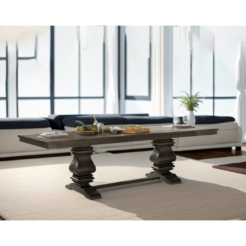 CUSchoice Brown Fabric & Espresso Dining Set (1 Table/2 Chairs)