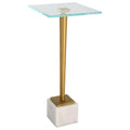 Porch & Den Glass and Gold Iron Accent Table with Solid Marble Base