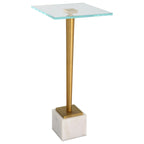 Porch & Den Glass and Gold Iron Accent Table with Solid Marble Base
