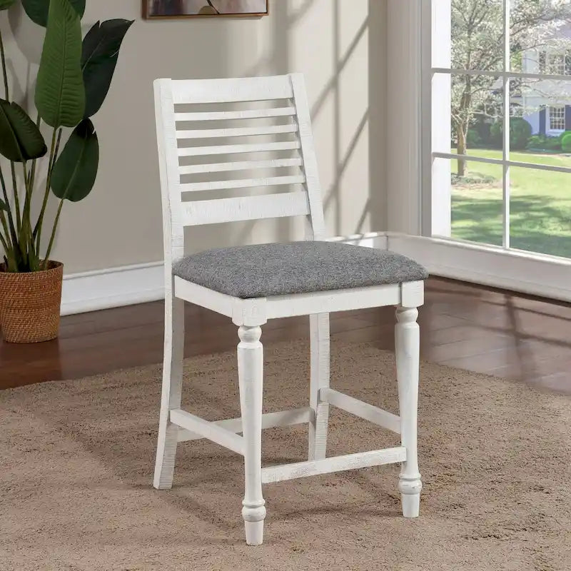 Ensemble de salle à manger 5 pièces Ionessa Farmhouse en bois blanc antique, hauteur comptoir, par Furniture of America