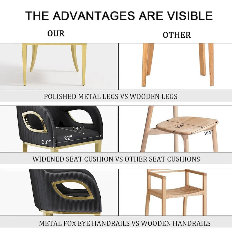 Fauteuil d'appoint luxueux en velours noir avec accoudoirs œil-de-renard