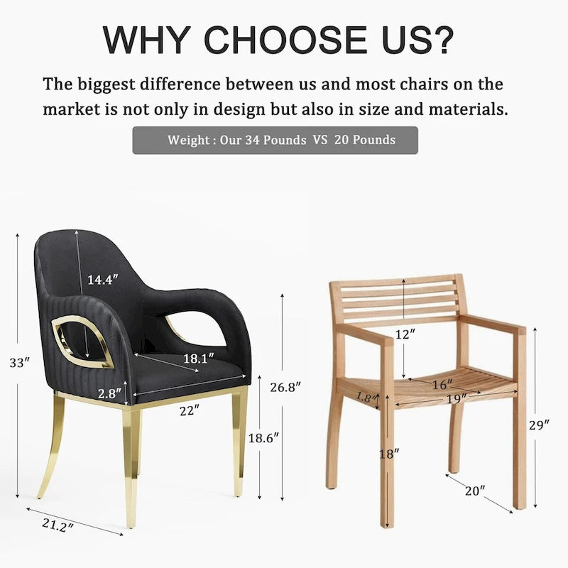 Fauteuil d'appoint luxueux en velours noir avec accoudoirs œil-de-renard