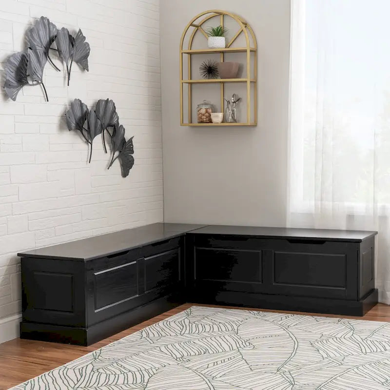 Ensemble de coin repas et table 3 pièces en bois noir Josie