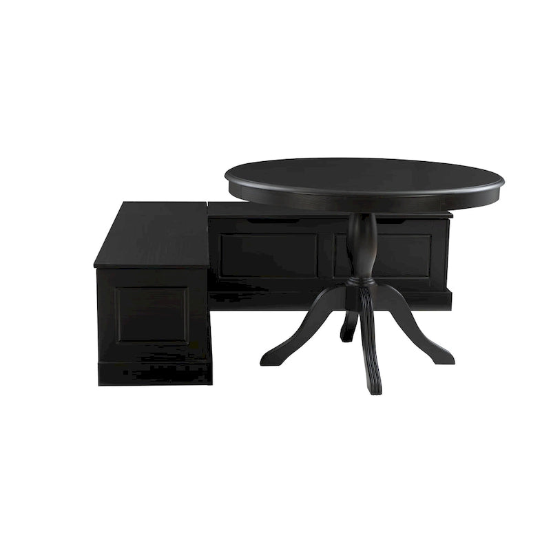 Ensemble de coin repas et table 3 pièces en bois noir Josie