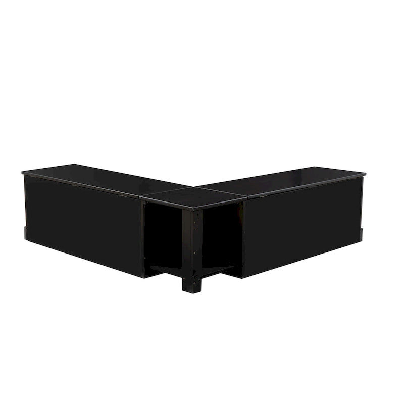 Ensemble de coin repas et table 3 pièces en bois noir Josie