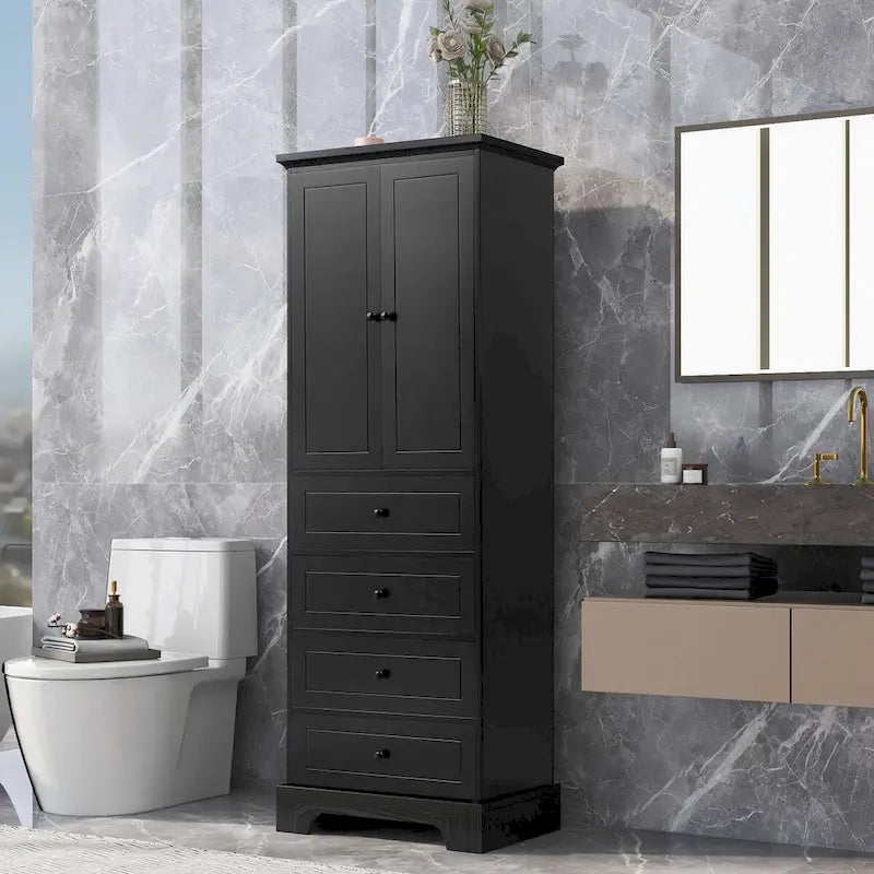 Armoire à linge de 60 cm (L) x 40 cm (P) x 173 cm (H) avec 2 portes et 4 tiroirs