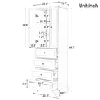 Armoire à linge de 60 cm (L) x 40 cm (P) x 173 cm (H) avec 2 portes et 4 tiroirs