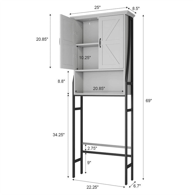 Armoire de rangement à installer au-dessus des toilettes - 8,5 cm (P) x 25 cm (L) x 69 cm (H)