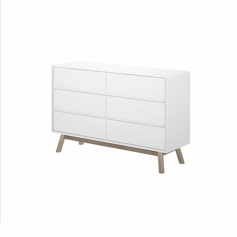 Commode à 6 tiroirs de style moderne du milieu du siècle, Plank and Beam