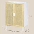 Buffet HOMCOM, meuble de cuisine, meuble bar à café avec 2 portes en rotin et étagères réglables