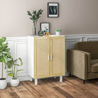 Buffet HOMCOM, meuble de cuisine, meuble bar à café avec 2 portes en rotin et étagères réglables