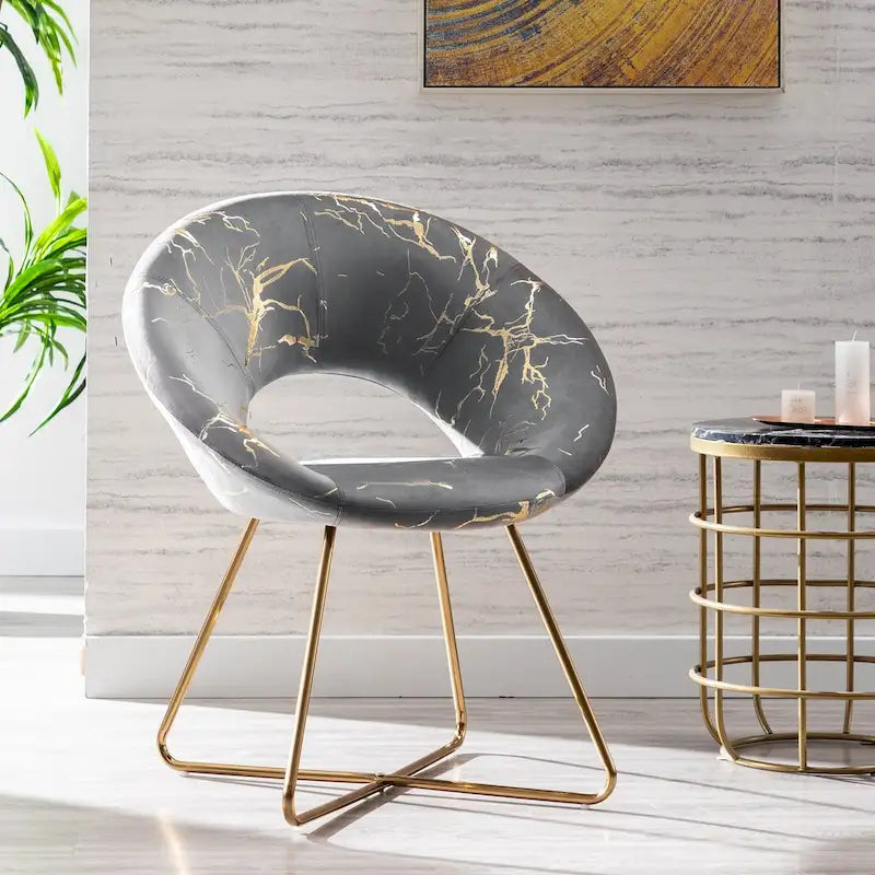 Fauteuil de coiffeuse moderne en velours bronzé, fauteuil de loisirs