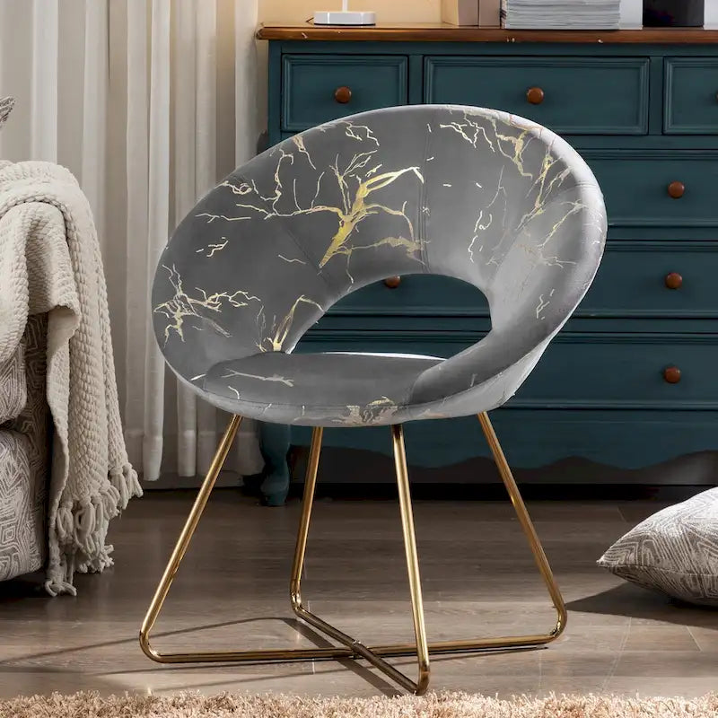 Fauteuil de coiffeuse moderne en velours bronzé, fauteuil de loisirs