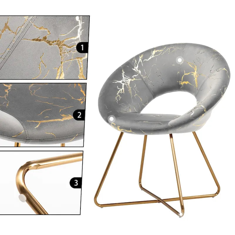 Fauteuil de coiffeuse moderne en velours bronzé, fauteuil de loisirs