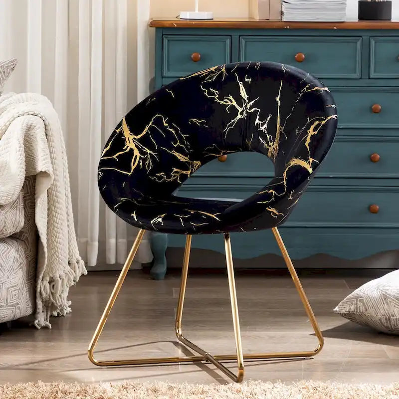 Fauteuil de coiffeuse moderne en velours bronzé, fauteuil de loisirs