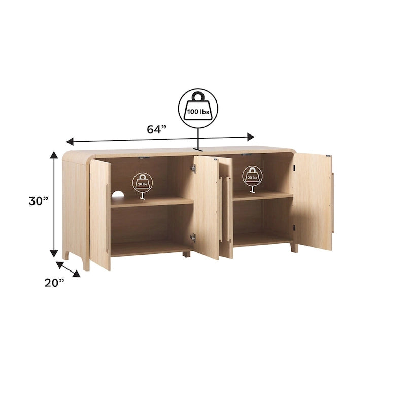 Buffet moderne Middlebrook de 64 pouces avec bords arrondis
