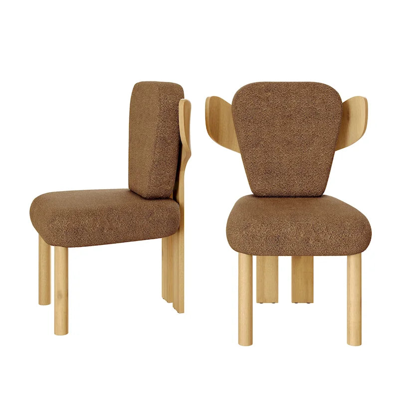 Chaises de salle à manger Corvus Delhi Teddy en tissu avec pieds en bois (lot de 2)
