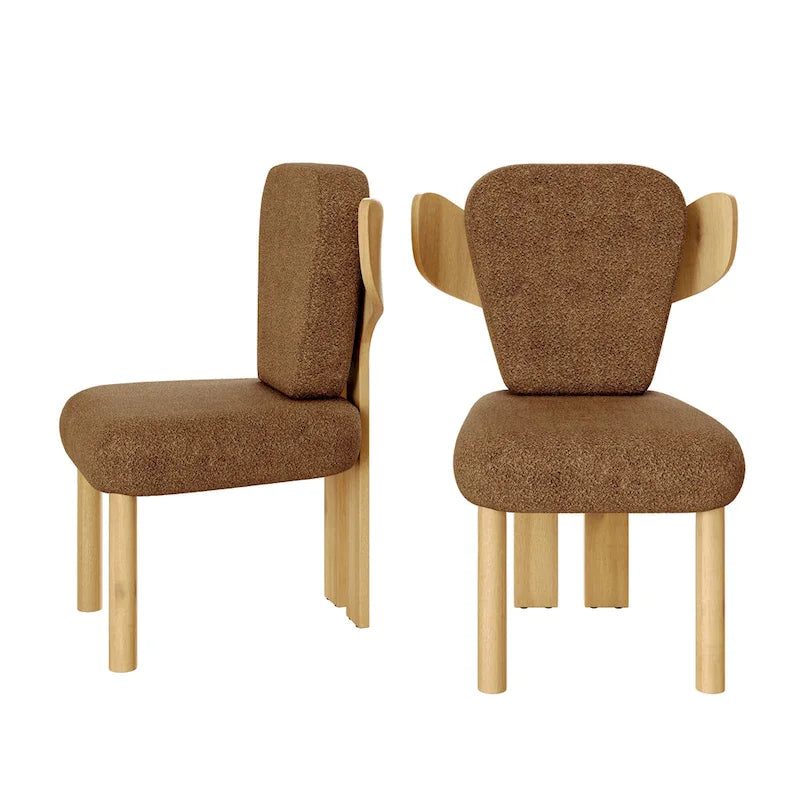 Chaises de salle à manger Corvus Delhi Teddy en tissu avec pieds en bois (lot de 2)