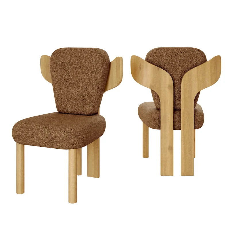 Chaises de salle à manger Corvus Delhi Teddy en tissu avec pieds en bois (lot de 2)