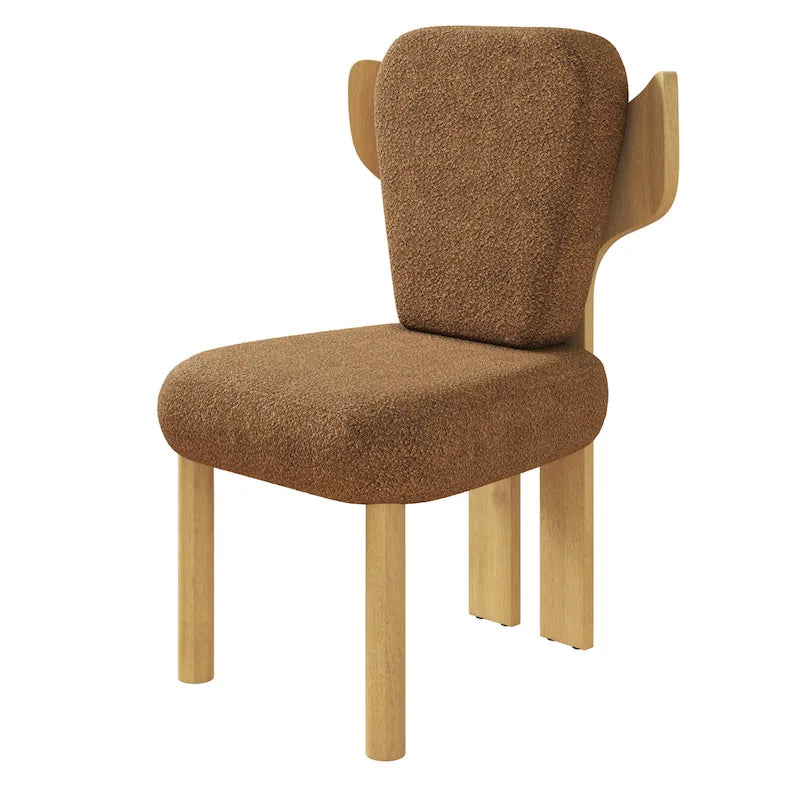 Chaises de salle à manger Corvus Delhi Teddy en tissu avec pieds en bois (lot de 2)