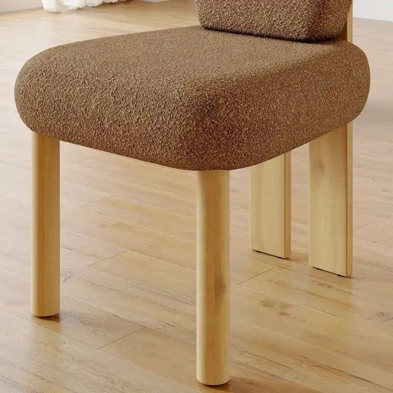 Chaises de salle à manger Corvus Delhi Teddy en tissu avec pieds en bois (lot de 2)