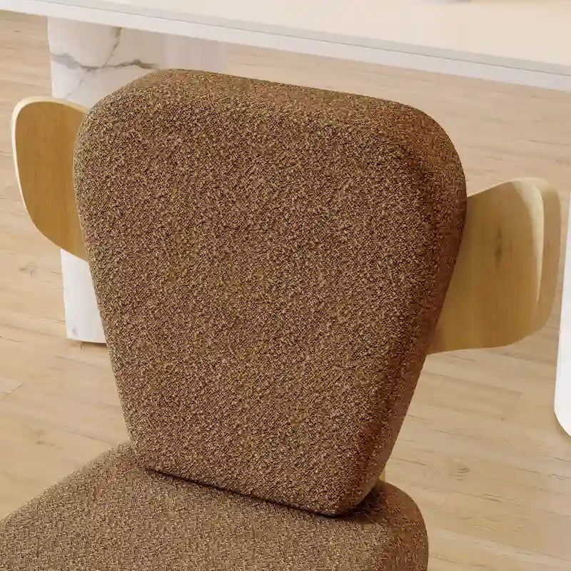 Chaises de salle à manger Corvus Delhi Teddy en tissu avec pieds en bois (lot de 2)