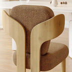 Chaises de salle à manger Corvus Delhi Teddy en tissu avec pieds en bois (lot de 2)