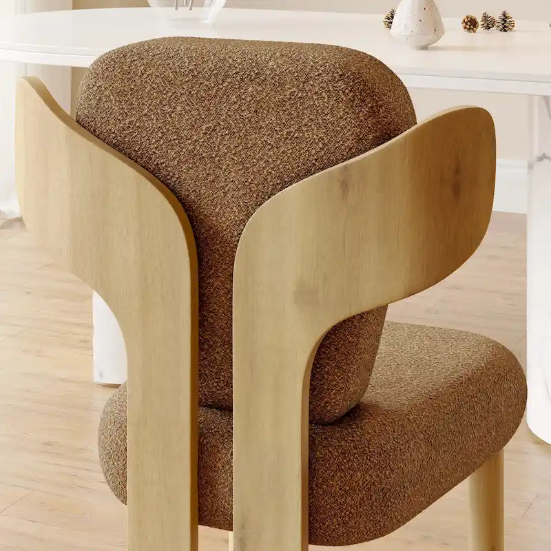 Chaises de salle à manger Corvus Delhi Teddy en tissu avec pieds en bois (lot de 2)