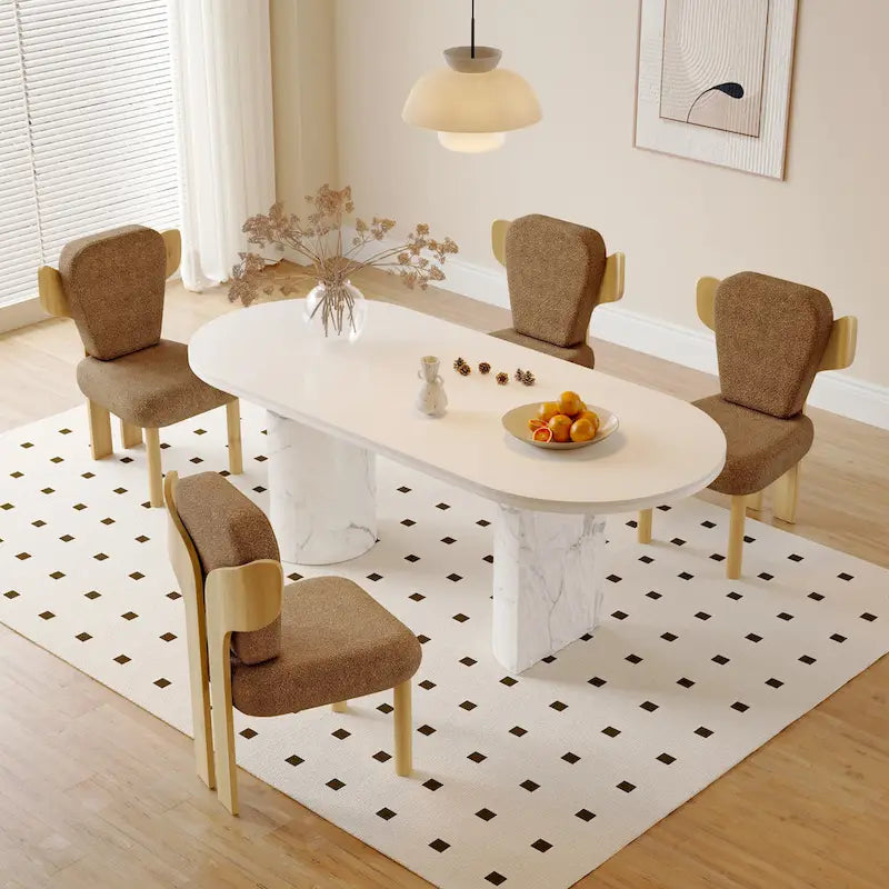 Chaises de salle à manger Corvus Delhi Teddy en tissu avec pieds en bois (lot de 2)