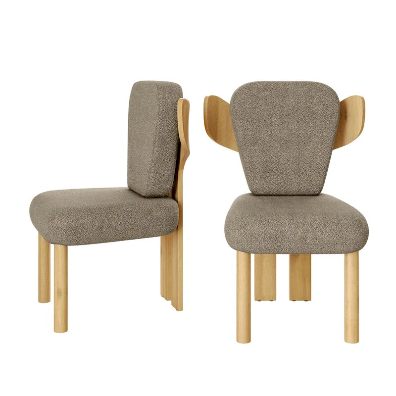 Chaises de salle à manger Corvus Delhi Teddy en tissu avec pieds en bois (lot de 2)