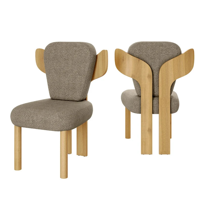 Chaises de salle à manger Corvus Delhi Teddy en tissu avec pieds en bois (lot de 2)