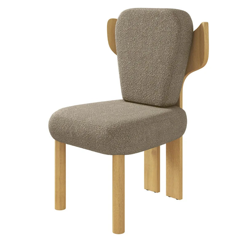 Chaises de salle à manger Corvus Delhi Teddy en tissu avec pieds en bois (lot de 2)