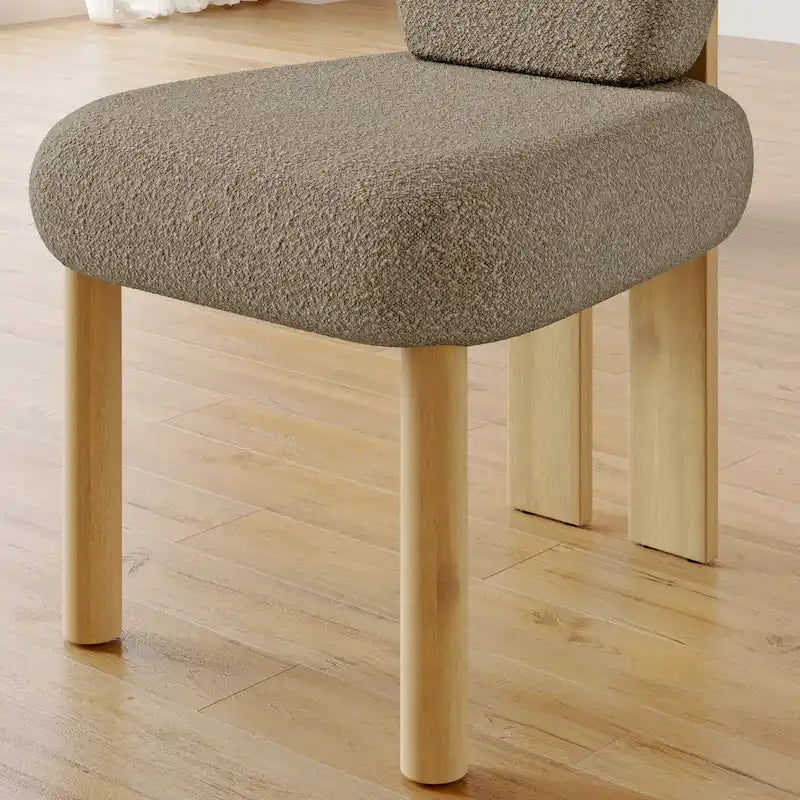 Chaises de salle à manger Corvus Delhi Teddy en tissu avec pieds en bois (lot de 2)