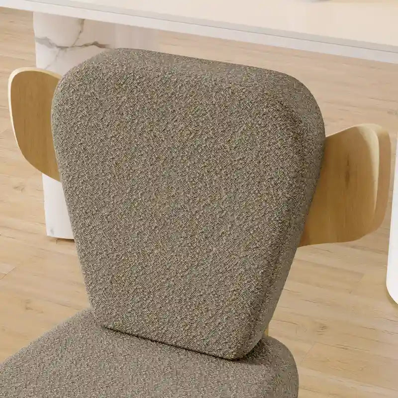 Chaises de salle à manger Corvus Delhi Teddy en tissu avec pieds en bois (lot de 2)