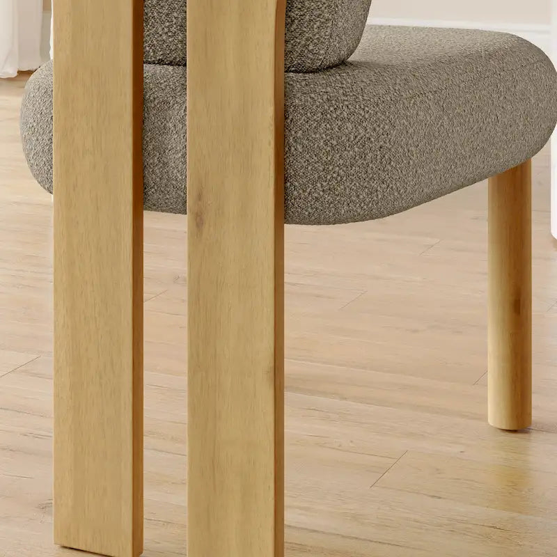 Chaises de salle à manger Corvus Delhi Teddy en tissu avec pieds en bois (lot de 2)