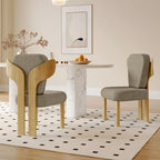 Chaises de salle à manger Corvus Delhi Teddy en tissu avec pieds en bois (lot de 2)