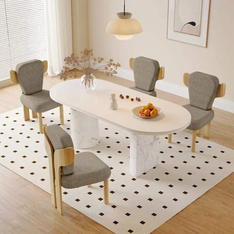 Chaises de salle à manger Corvus Delhi Teddy en tissu avec pieds en bois (lot de 2)