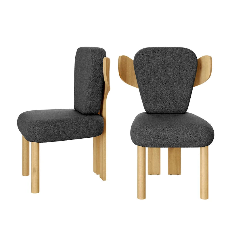 Chaises de salle à manger Corvus Delhi Teddy en tissu avec pieds en bois (lot de 2)