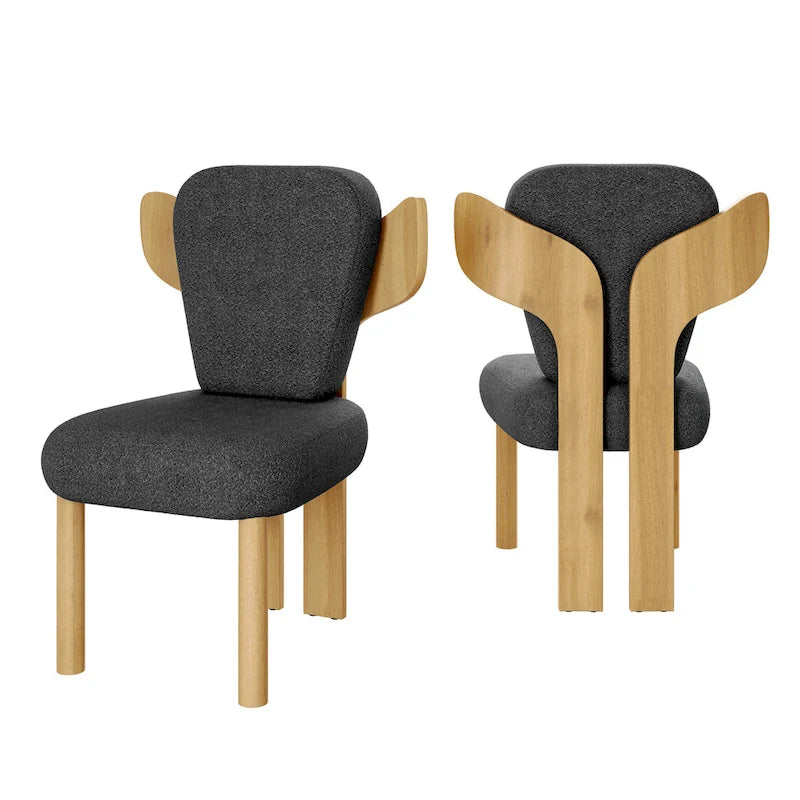 Chaises de salle à manger Corvus Delhi Teddy en tissu avec pieds en bois (lot de 2)