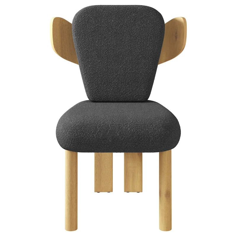 Chaises de salle à manger Corvus Delhi Teddy en tissu avec pieds en bois (lot de 2)