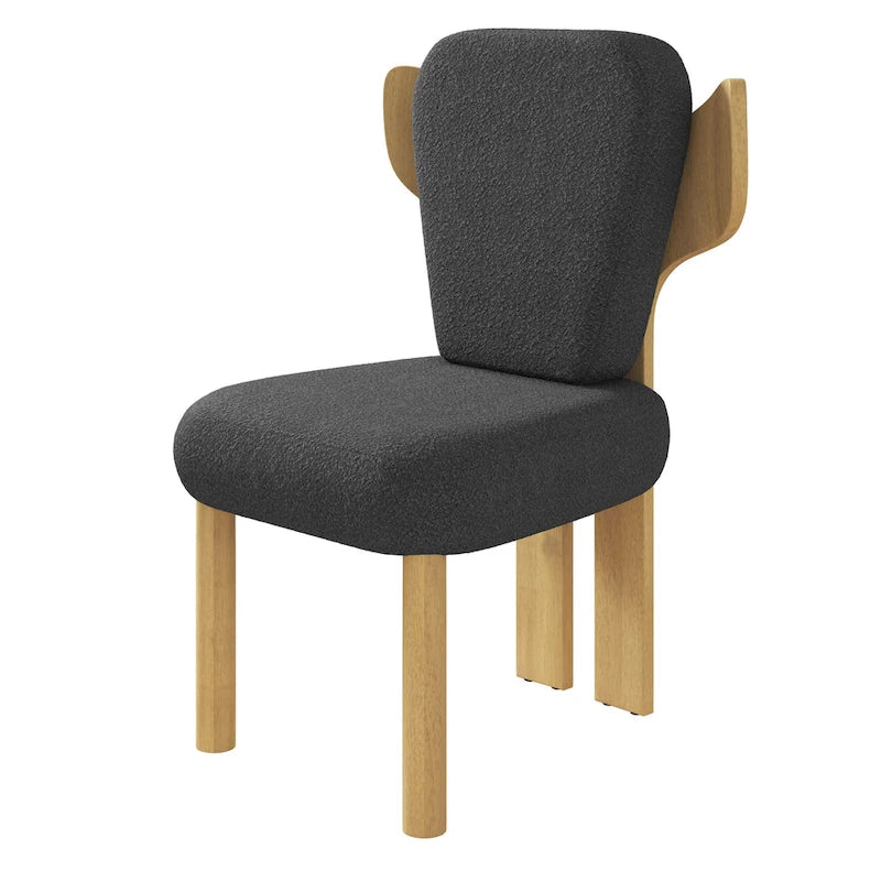 Chaises de salle à manger Corvus Delhi Teddy en tissu avec pieds en bois (lot de 2)
