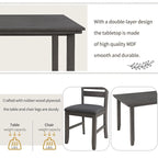 Ensemble de salle à manger 6 pièces (table et chaises avec banc), style rustique, en bois, pour 6 personnes