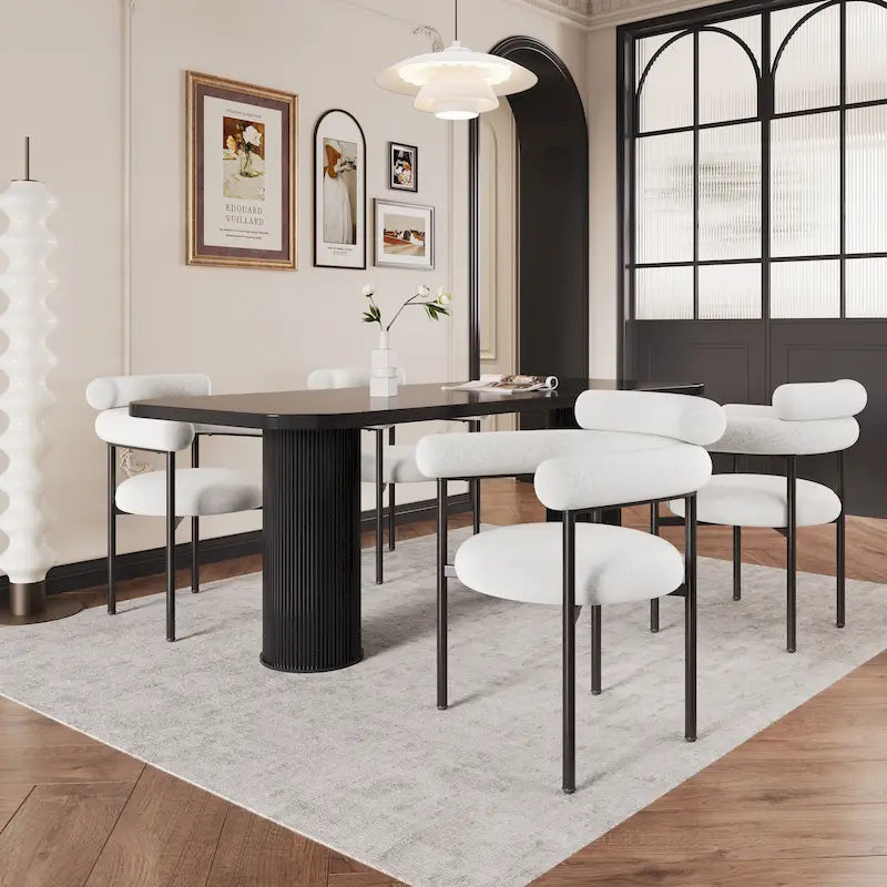 Chaises de salle à manger modernes Naci avec accoudoirs en tissu et pieds en métal, par Christopher Knight Home