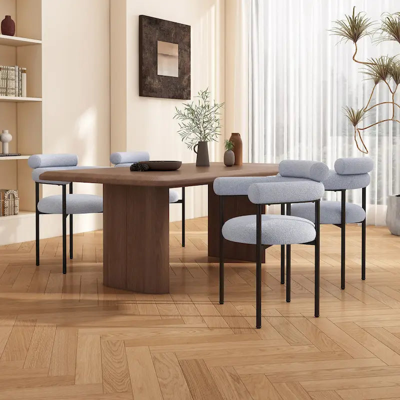 Chaises de salle à manger modernes Naci avec accoudoirs en tissu et pieds en métal, par Christopher Knight Home