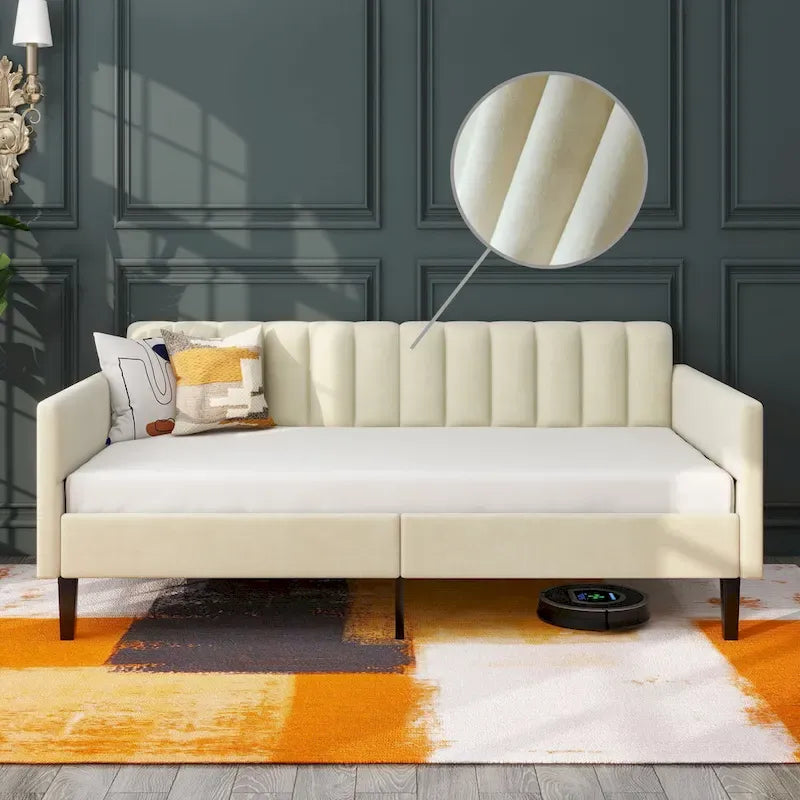Epiphyllum Modern Twin Size Daybed with Ribbed Tufted Backrest byChristopher Knight Home