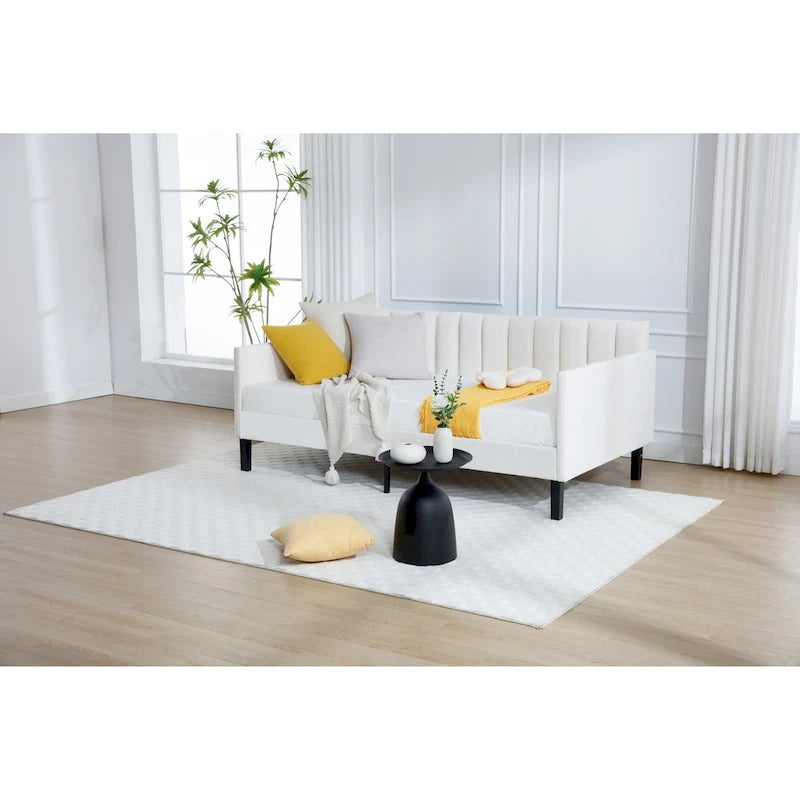 Lit de jour Epiphyllum moderne pour une personne avec dossier capitonné côtelé par Christopher Knight Home