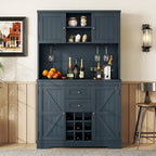 Meuble bar de cuisine avec rangement, meuble à vin de style campagnard avec tiroirs, étagères et placards, buffet avec casiers à vin et à verres